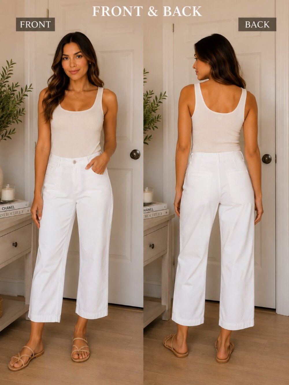 6P LOFT White High Rise Straight Leg Ankle Pants